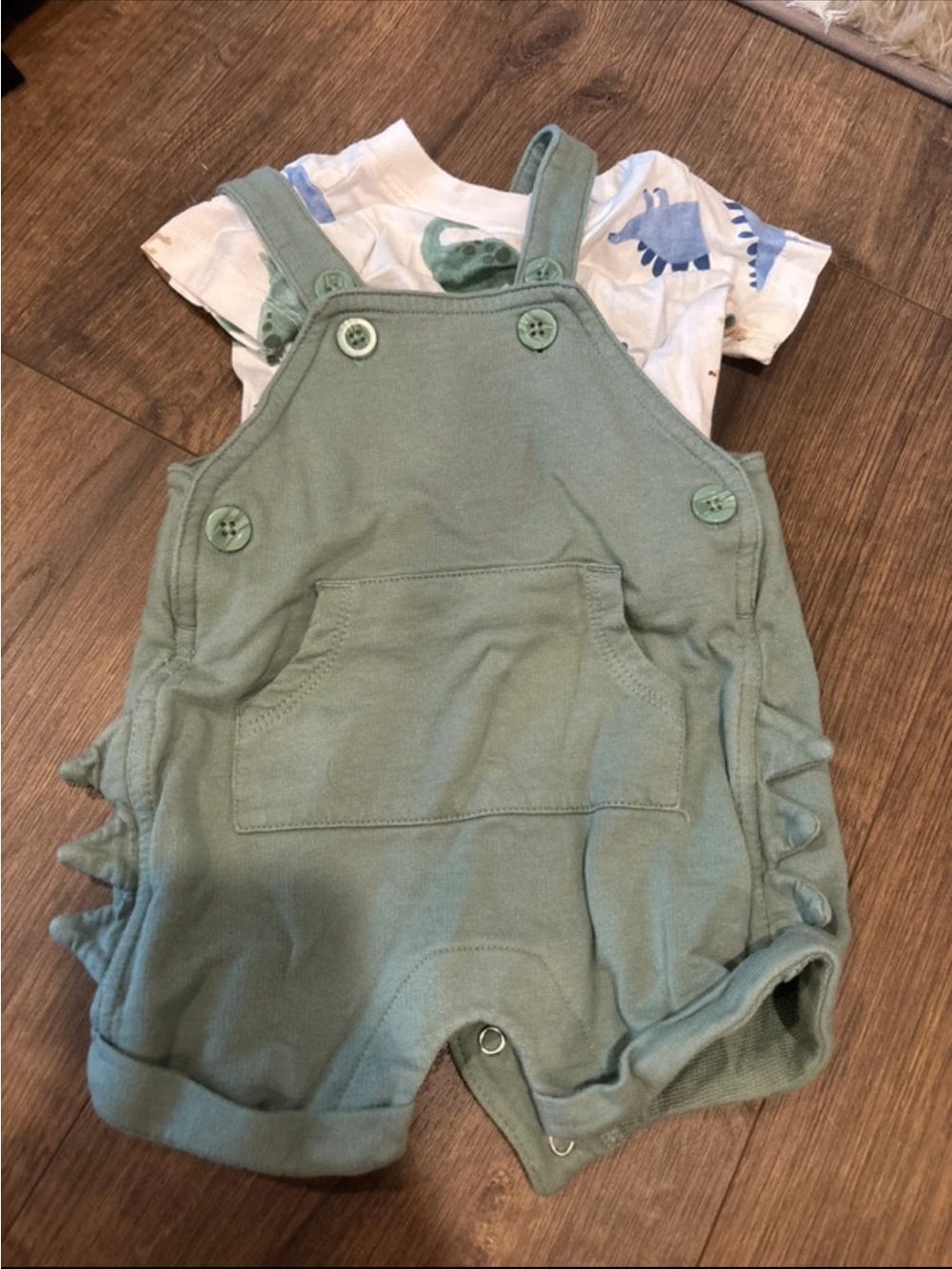 Carter's Sage Green Cotton Baby Romper Overalls